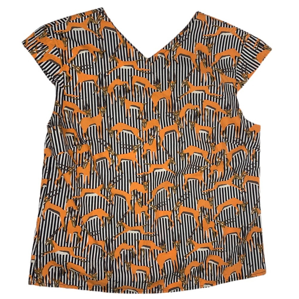 Kate Spade Blouse Saturday Let Loose! Blouse Cap Sleeve Animal Mob Wife XS